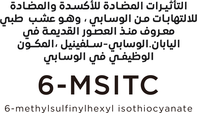 التأثيرات المضادة للأكسدة والمضادة للالتهابات من الوسابي ، وهو عشب  طبي معروف منذ العصور القديمة في اليابان.الوسابي-سلفينيل ،المكون الوظيفي في الوسابي 6-MSITC β-methylsulfinylhexyl isothiocyanate